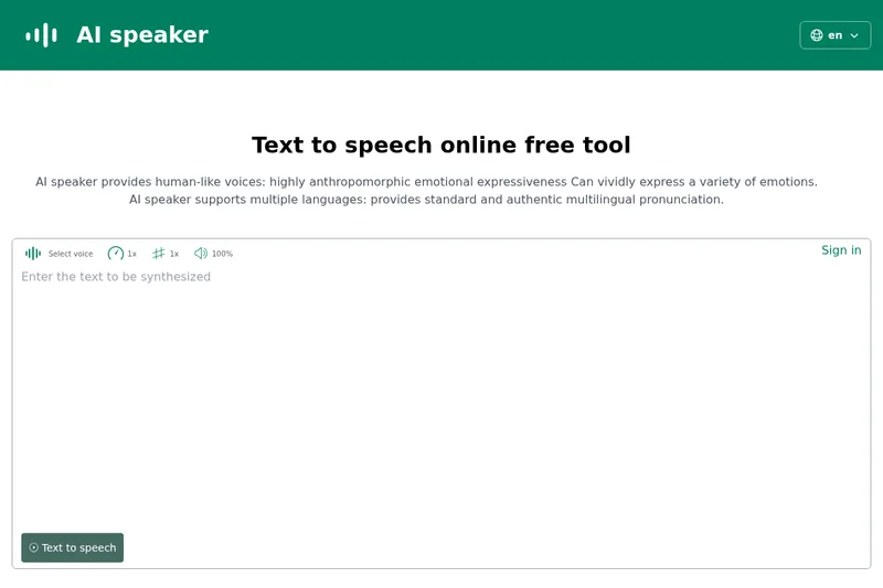 AI speaker - Free online text to speech screenshot