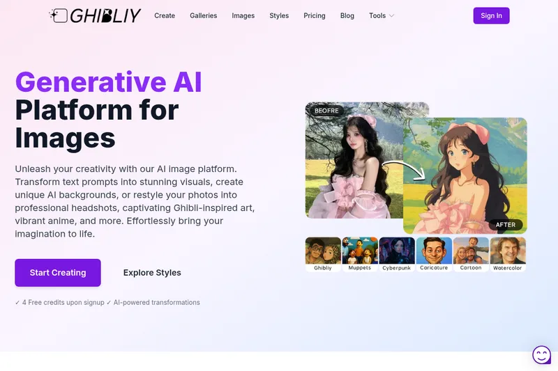 Ghibliy AI – Generate & Restyle Images  screenshot