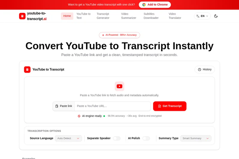 Youtube To Transcript.ai screenshot
